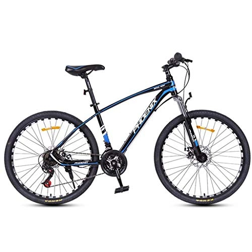 Mountain Bike : Dsrgwe Mountain Bike, Mountain Bike / Biciclette, Acciaio al Carbonio Telaio, Doppio Freno a Disco e sospensioni Anteriori e, 26inch / 27inch Spoke Wheels, 24 velocità (Color : Blue, Size : 27.5inch)
