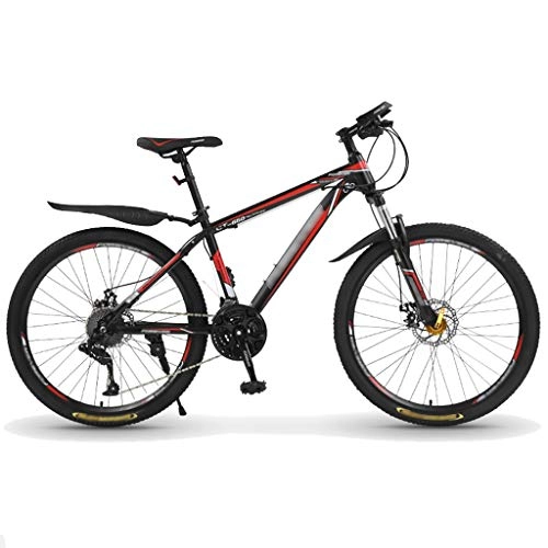 Mountain Bike : DXIUMZHP Hardtail Mountain Bike, MTB, Bici da Strada Unisex A velocità Variabile, Doppio Ammortizzatore, Ruote da 24 Pollici, 21 velocità (Color : Black+Red, Size : 26 Inches)