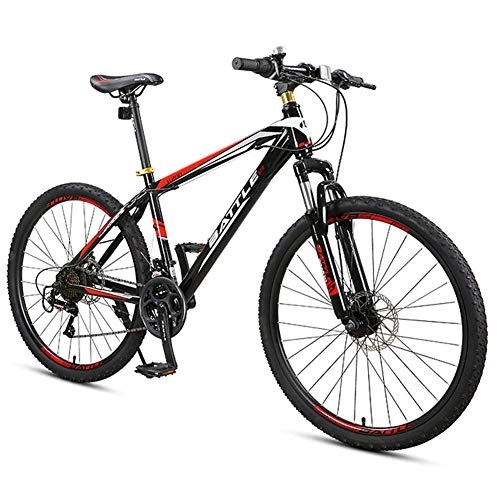 Mountain Bike : Elegante 24 velocità Unisex da Mountain Bike 26"Ruota Leggera Telaio in Acciaio al Carbonio Freno a Disco, C