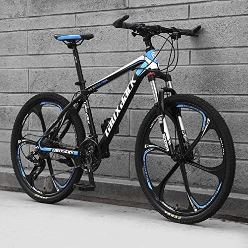 Mountain Bike : Eleganti 6 Ruote a Raggi Mountain Bike Freno Idraulico a Doppio Disco Mountain Bike Studenti Maschi e Femmine Bici da Strada Ruota da 24 Pollici MTB, Nero e Blu, 21 velocità