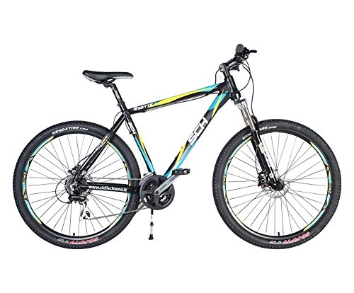 Mountain Bike : F.lli Schiano SCH Alluminio 24V Bicicletta con Freno Idraulico, Nero / Azzurro, 27, 5"