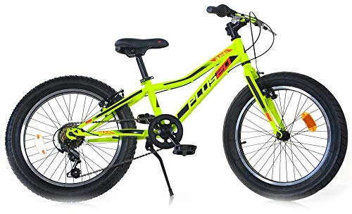 Mountain Bike : giordanoshop Bicicletta Fat-Bike Ragazzo 20" 6V Aurelia MTB Plus Gialla