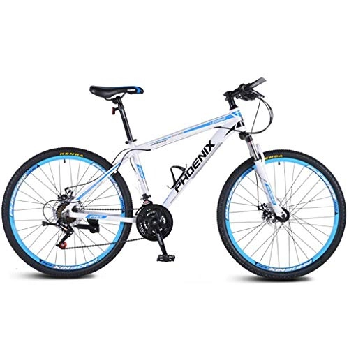 Mountain Bike : GXQZCL-1 Bicicletta Mountainbike, Mountain Bike, Telaio Lega di Alluminio Hardtail, Doppio Freno a Disco e Sospensione Anteriore, 26inch, 27.5inch Ruote MTB Bike (Color : White+Blue, Size : 27.5inch)