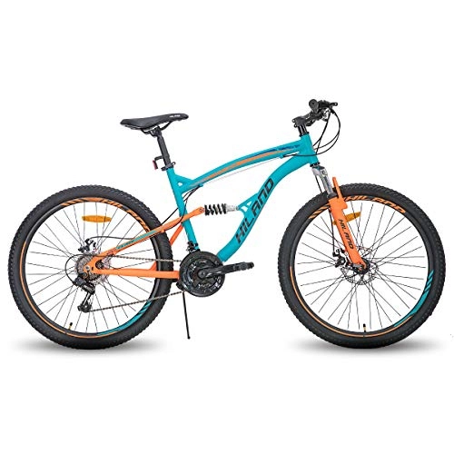 Mountain Bike : Hiland Mountain bike 26 pollici Dual Sospension 21 Speed - MTB da uomo 18 pollici, multifunzione, colore: blu