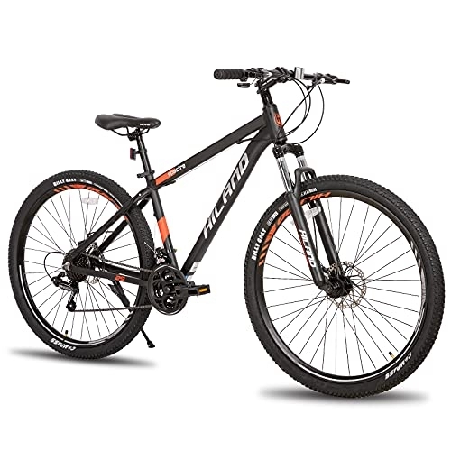 Mountain Bike : Hiland Mountain Bike 29 Pollici Nero Cambio SHIMANO 21 Velocità Bici per Uomo e Donna con Sospensione Anteriore, Disco Meccanico, Telaio in Alluminio 432 mm....