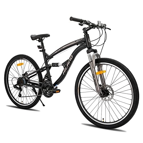 Mountain Bike : Hiland - Mountain bike da 26 pollici, a doppia sospensione, 21 velocità, per uomo da 18 pollici, Fully, multifunzione, colore nero