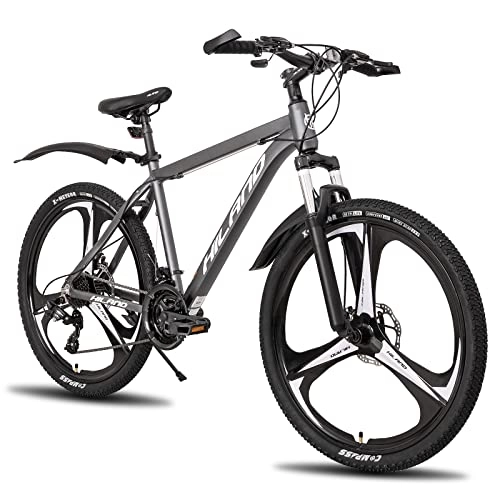 Mountain Bike : Hiland Mountain bike in alluminio 26 pollici 24 velocità con freno a disco Shimano a 3 raggi con telaio 18 MTB per ragazzi grigio