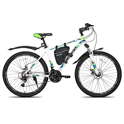 Mountain Bike : Hiland Mountain bike MTB 26 pollici con borsa telaio 432 mm, telaio in alluminio, freni a disco, ruote a raggi per ragazzi e donne