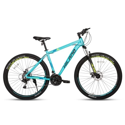 Mountain Bike : Hiland MTB Mountain Bike Hardtail Bicicletta 29 Pollici per Uomo e Donna con 21 Marce Freno a Disco e Forcella Ammortizzata, Colore Blu