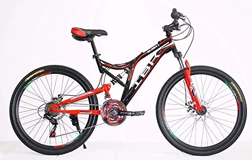 Mountain Bike : IBK Bici Bicicletta MTB BIAMMORTIZZATA 26' Global Shimano 21V Freni A Disco Nero-Rosso