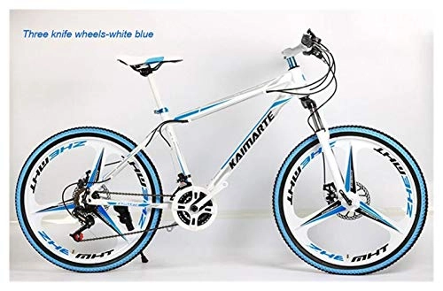 Mountain Bike : Jinsuo, mountain bike in lega di alluminio, 24 pollici, 21 / 24 / 27 / 30 velocità, freno a doppio disco con bicicletta ammortizzatore (colore 3D bianco e blu, dimensioni: 24 velocità)