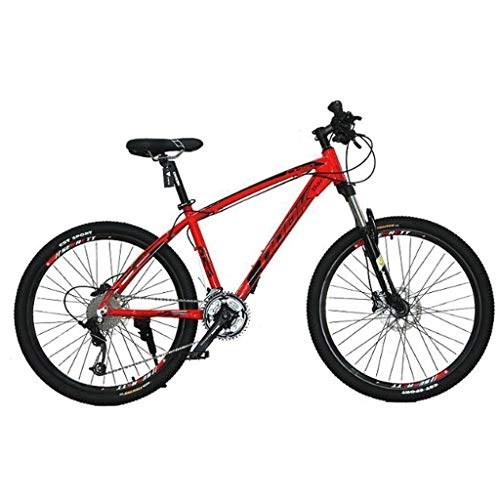 Mountain Bike : JLFSDB Mountain Bike Bicycle Bicicletta Bici 26" Ravine MTB Ammortizzante 27 velocità Montagna Biciclette Doppio Freno a Disco Anteriore Sospensione Telaio Lega di Alluminio (Color : Red)
