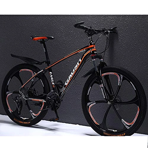 Mountain Bike : JUZSZB Mountain Bike Bicicletta, Mountain Bike da 26 Pollici in Lega di Alluminio con 30 velocità E Assorbimento degli Urti Fuoristrada B Nero Arancione