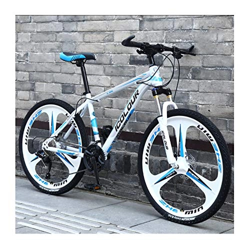 Mountain Bike : LHQ-HQ Mountain Bike 24 Pollici in Alluminio Leggero A 24 velocità, per Adulti, Donne, Adolescenti, White Blue