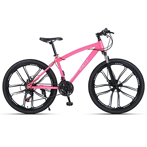 Mountain Bike : LHQ-HQ Mountain Bike per Adulti, Ruota da 26 Pollici, 24 velocità, Forcella Ammortizzata, Telaio in Acciaio Ad Alto Tenore di Carbonio, Bici MTB Adatte per Uomini / Donne / Adolescenti, Rosa