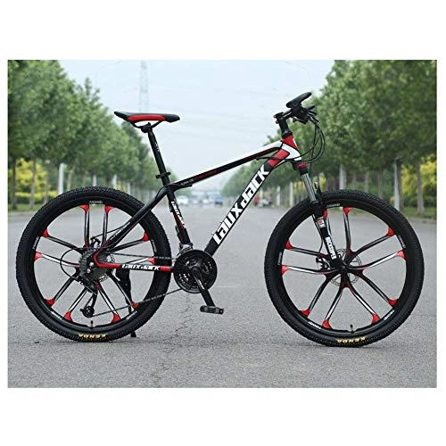 Mountain Bike : LHQ-HQ Sport all'aperto Mountain Bike con sospensioni Anteriori, con Telaio da 17 Pollici e 24Speed ​​con Ruote da 26 Pollici e Freni a Disco Meccanici, Rosso Sport all'Aria Aperta Mountain Bike