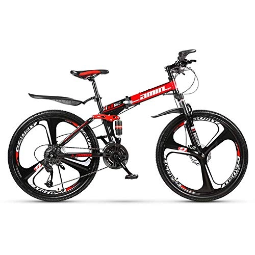 Mountain Bike : LHQ-HQ Sport all'Aria Aperta Folding Mountain Bike 27 velocità Doppia sospensioni Freni Biciclette 26 Doppio Disco Pollici MTB Mens Sport all'Aria Aperta Mountain Bike (Color : Black)