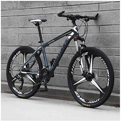 Mountain Bike : LHQ-HQ Sport all'aria aperta Mountain Bike 26 pollici, 3 razze ruote con freno a disco doppio, Sospensione anteriore Folding Bike 27 velocità MTB Bicicletta, Grigio Sport all'aria aperta Mountain Bike