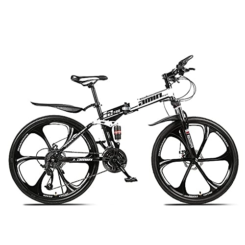 Mountain Bike : LiuWHweiXunDa, mountain bike pieghevoli da 26" a 30 velocità, in acciaio al carbonio all-mountain bike, biciclette a doppia sospensione a doppio disco, mountain bike portatile antiscivolo per adulti.