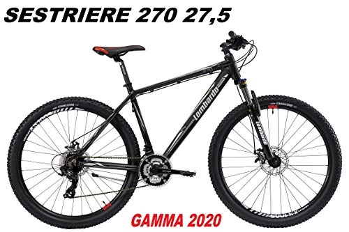 Mountain Bike : LOMBARDO BICI SESTRIERE 270 Ruota 27, 5 Shimano Tourney 21V Gamma 2020 (Black Silver Matt, 39 CM)
