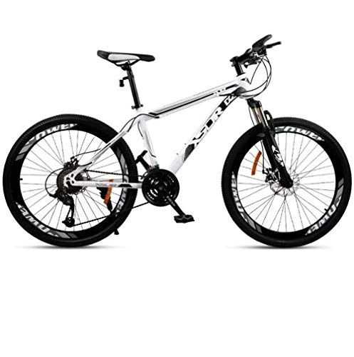 Mountain Bike : LUO Bicicletta, Mountain bike per adulti, Freno a doppio disco / Telaio con telaio in acciaio ad alto tenore di carbonio, Bicicletta da motoslitta da spiaggia, Ruote da 24 pollici, Bianco, 21 velocit