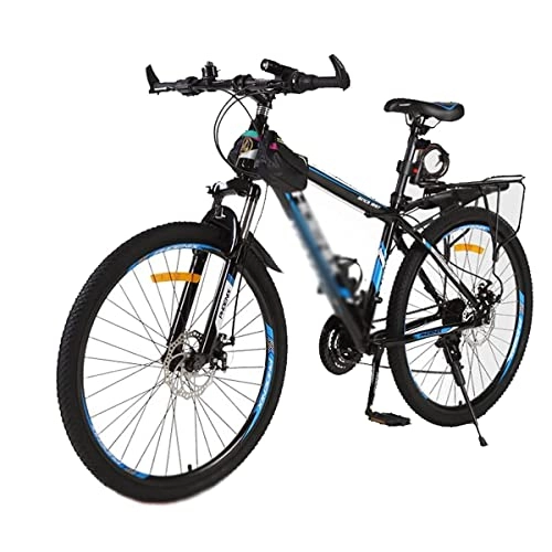 Mountain Bike : LZZB 26 Pollici Mountain Bike Bici da Strada con Cambio a 24 velocità Bicicletta da Strada per Adulti Telaio in Acciaio ad Alto tenore di Carbonio con Sistema frenante a Doppio disco / Blu / 24 veloc