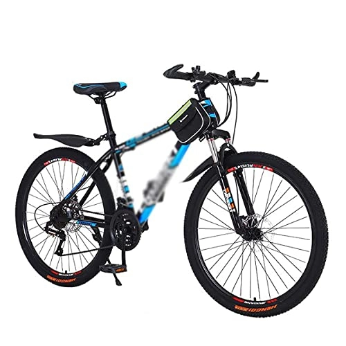 Mountain Bike : LZZB 26 Pollici Mountain Bike con MTB in Acciaio al Carbonio Bicicletta Dual Disc Brake Forcella Ammortizzata Ciclismo Urban Commuter City Bicycle / Blue / 21 Speed