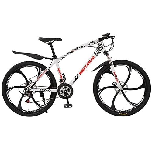 Mountain Bike : LZZB 26 Pollici Mountain Bike MTB Bicicletta Full-Suspension 21 / 24 / 27 velocità Trasmissione Ciclismo Urban Commuter City Bicicletta per Uomini e Donne (Taglia: 24 velocità, Colore: Rosso) / Bianco /