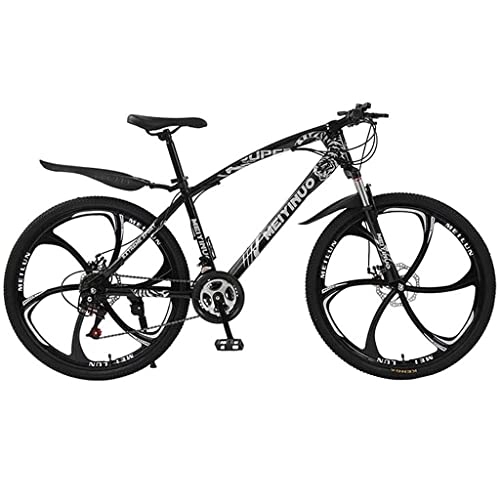 Mountain Bike : LZZB Bicicletta per Adulti 21 / 24 / 27 velocità Mountain Bike Ruote da 26 Pollici MTB Bicicletta a Doppia Sospensione con Telaio in Acciaio al carbonio / nero / 21 velocità