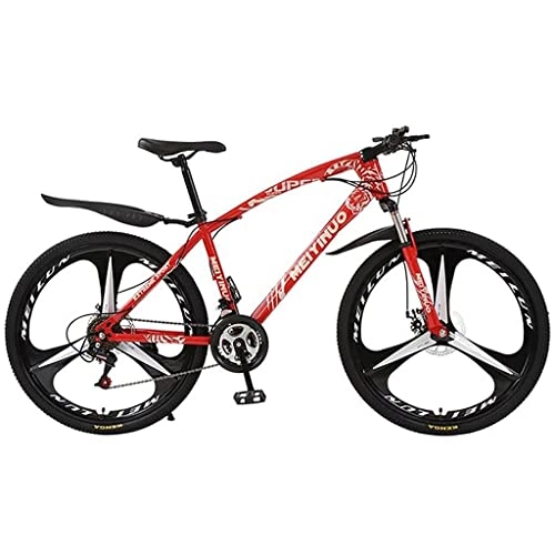 Mountain Bike : LZZB Mountain Bike MTB Ruote da 26 Pollici con Telaio in Acciaio al Carbonio 21 / 24 / 27 velocità con Doppio Freno a Disco e Forcella Ammortizzata (Dimensioni: 21 velocità, Colore: Rosso) / rosso / 24 v