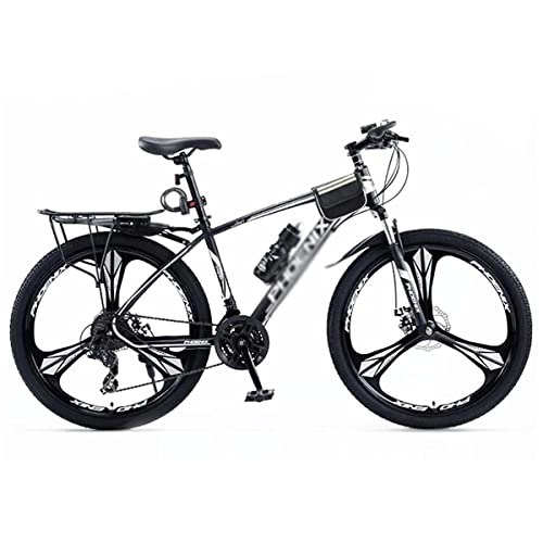 Mountain Bike : LZZB Mountain Bike per Giovani / Adulti in Legno Alto con Telaio in Acciaio al Carbonio, Ruote da 27, 5 Pollici, 24 / 27 velocità opzionale / nero / 24 velocità
