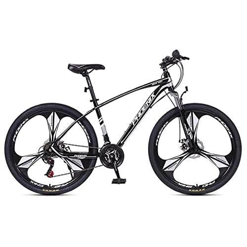 Mountain Bike : LZZB Mountain Bike per Giovani / Adulti Telaio in Acciaio al Carbonio Ruote da 27, 5 Pollici 24 / 27 velocità con Freni a Disco Anteriori e posteriori / Nero / 27 velocità