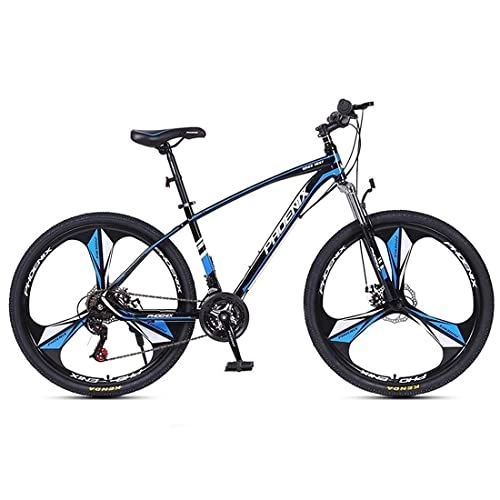 Mountain Bike : LZZB MTB Hardtail 26" Ruota Mountain Trail Bike Biciclette da Fuoristrada in Acciaio ad Alto tenore di Carbonio 21 velocità Sospensione Anteriore Bicicletta Daul Freni a Disco MTB (Colore: Blu) /