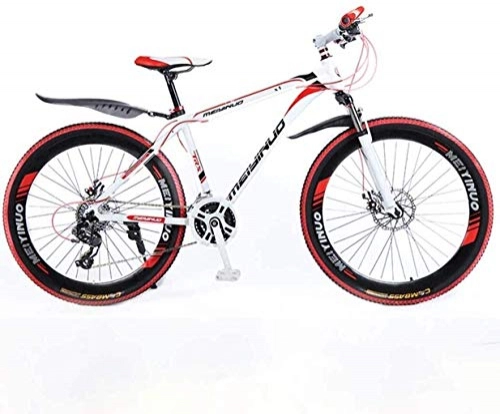 Mountain Bike : MJY 26 In mountain bike a 24 velocità per adulto, telaio completo in lega di alluminio leggero, sospensione per uomo con ruota anteriore, freno a disco 6-20, Rosso, B