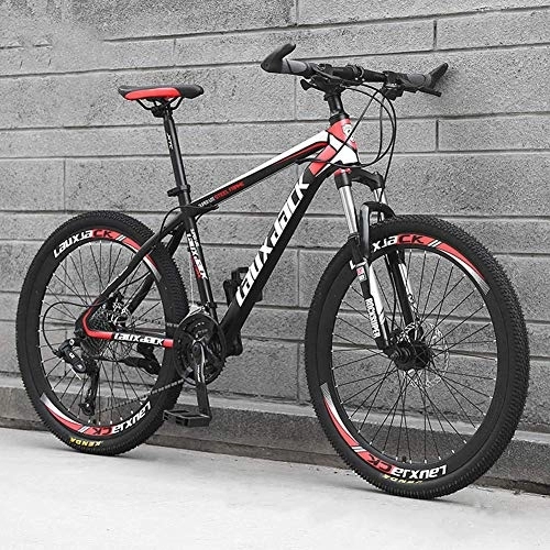Mountain Bike : Mountain Bike Biciclette 21 velocità Telaio in Acciaio al Carbonio Leggero Freno a Disco Ruota a Raggi Bici da Strada Rosso, 24 Pollici