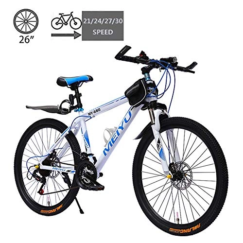 Mountain Bike : Mountain Bike Cambio Biciclette, Double Disc Lega di Alluminio Freni Dirt Bike Mountain Bike, 26 Pollici 21 / 24 / 27 / 30 velocità for Esterni Studente di Scuola AQUILA1125 ( Color : A , Size : 24 Speed )