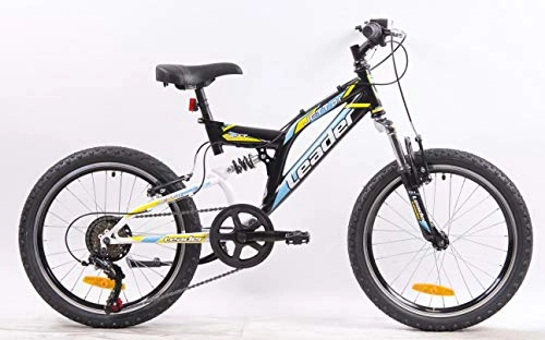 Mountain Bike : Mountain bike da 20", completamente ammortizzata a 6 velocità, con cambio e ruota libera Shimano con cerchi a doppia parete.