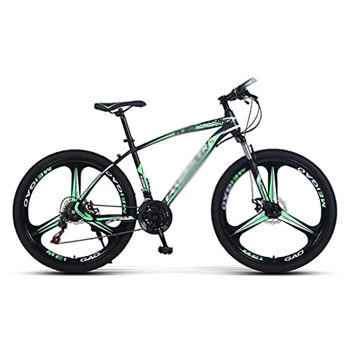 Mountain Bike : Mountain Bike da uomo con telaio e ruote in acciaio al carbonio, freno a disco nascosto, forcella sospesa bloccabile con comodo cuscino (dimensioni: 27 velocità, colore: verde)