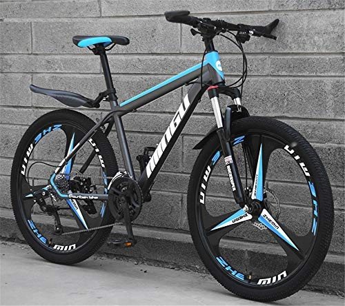 Mountain Bike : Mountain Bike Hardtail, Biciclette Da Esterno Per Studenti in Acciaio Ad Alto Tenore Di Carbonio 21 Velocità Mountain Bike 26 Pollici Con Sedile Regolabile Sospensione Anteriore, Black blue, 26inch