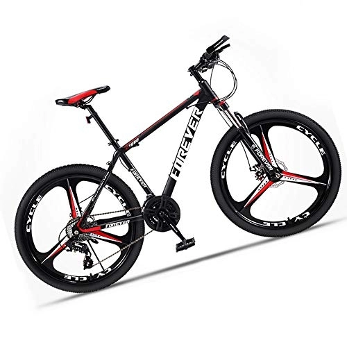 Mountain Bike : Mountain bike per adulti, in acciaio ad alto carbonio, velocità di discesa, MTB con sospensione anteriore e freno a disco meccanico, rosso, 21 velocità, 26 pollici