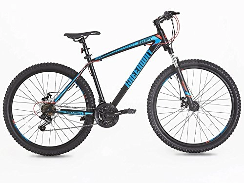 Mountain Bike : Mountain bike, telaio in acciaio, forcella, sospensione anteriore, misura 69, 8 cm, Greenway (blu), T16B211BLKBLUE27.5, Black and blue, 27.5