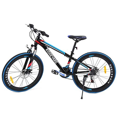 Mountain Bike : MuGuang 26 Pollici 21 velocità Bicicletta MTB Freni a Disco Mountain Bike Unisex per Adulti (Nero+Blu)