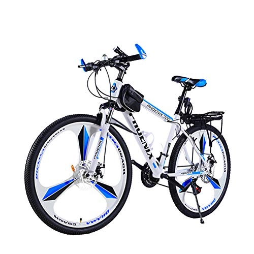 Mountain Bike : MYRCLMY Mountain Bike della Bicicletta, 26 Pollici Adulto Uomini Donne Shock E L'assorbimento Three-Knife Ruota Integrato, Studente velocità Variabile off-Road della Bicicletta, Blu, 24 Speed