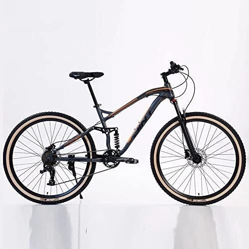 Mountain Bike : Qian - Bicicletta da corsa per mountain bike, 9 velocità, 29 pollici, telaio in alluminio, colore: Grigio