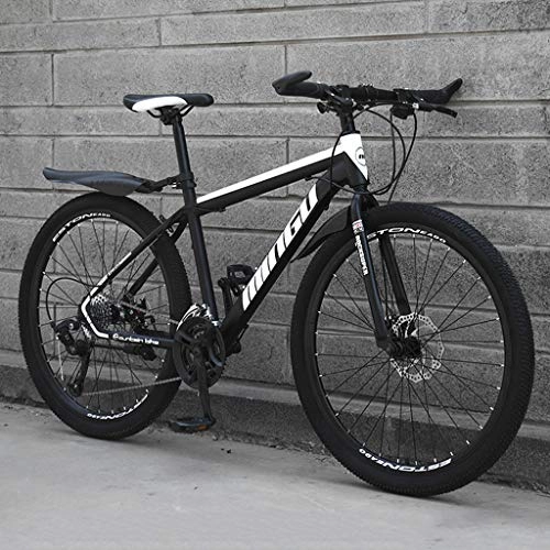 Mountain Bike : Qj Mountain Bike Bicicletta 27 velocità MTB 26 Pollici Sospensione Ammortizzante, Black White