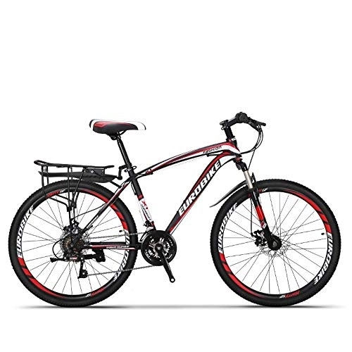 Mountain Bike : QJWY-Home 24 velocità Bici da Mountain Doppio Freno a Disco Forcella Forcella Sospensione Posteriore Bici Antiscivolo Unisex MTB-Black Red 26 inches-24 Speed