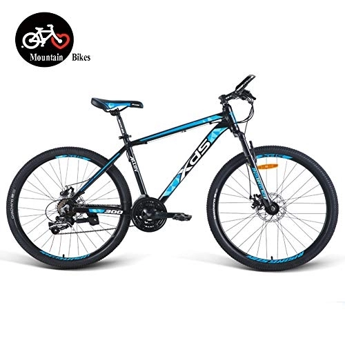 Mountain Bike : QMMD 26 Pollici Mountain Bike, 21 velocità Adulti Biciclette, Telaio Alluminio, Front Suspension Mountain Bike, Bicicletta da Montagna, Leggero Mountain Biciclette, Blue Spokes, 21 Speed
