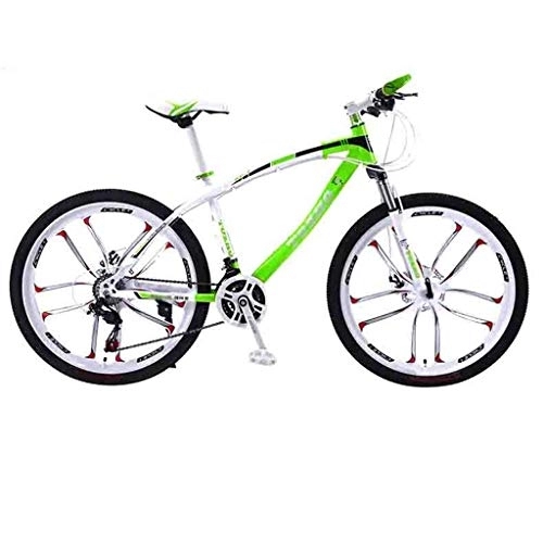 Mountain Bike : RYP Bici da Strada Mountain Bike MTB Bici Adulta Mountain Bike Strada Biciclette for Uomini e Donne 24 / 26in Ruote Regolabile velocità Doppio Freno a Disco (Color : Green-26in, Size : 27 Speed)