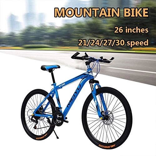 Mountain Bike : Shirrwoy 26 Pollici in Lega Gli Uomini MTB Rigida ATV Alluminio, Mountain Bike con Sospensione Anteriore del Sedile Regolabile, 21 / 24 / 27 / 30 velocità, Blu, 24 velocità