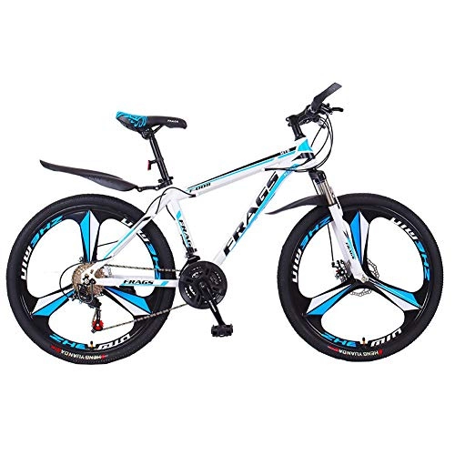 Mountain Bike : STFUSA 21 / 24 / 27 Speed Mountain Bike 26 / 24 Bikes Ammortizzatori Bicicletta MTB Bicicletta con 3 Ruote Taglienti, White Blue, 26 inch 27 Speed